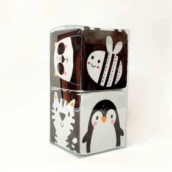 پایانه - مکعب پارچه  ای جغجغه ای (سیاه و سفید)