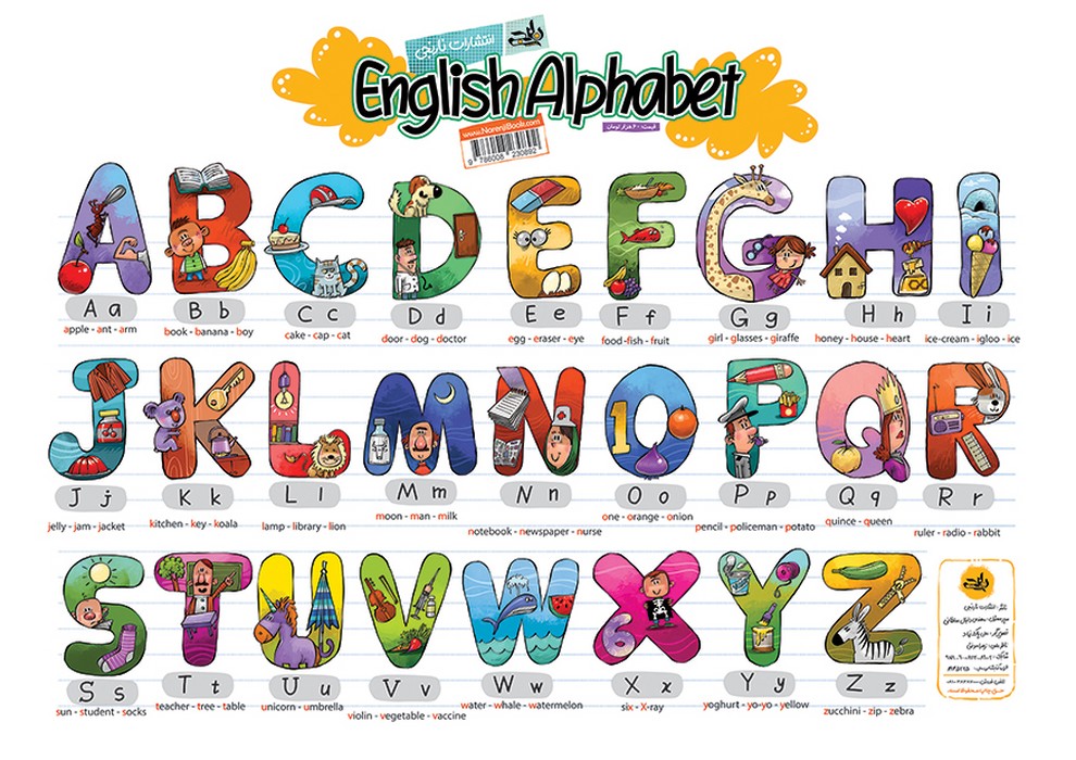 پایانه - پوستر وایت بردی حروف انگلیسی (70*50)