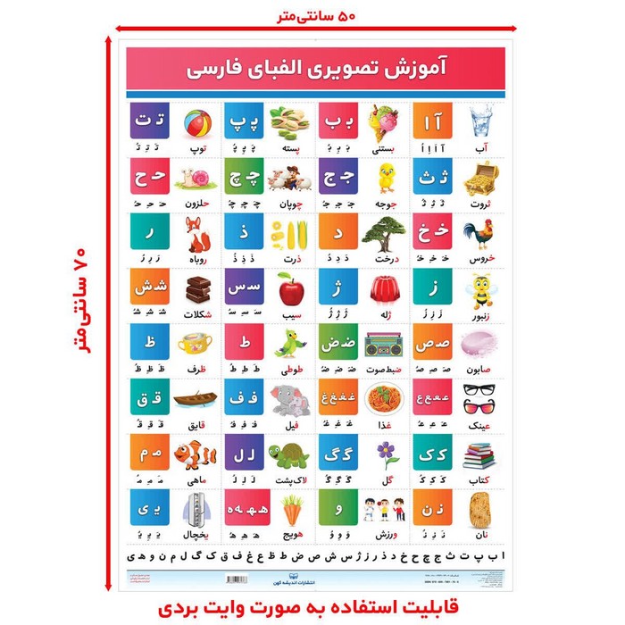 پایانه - پوستر وایت بردی الفبای فارسی (70*50)